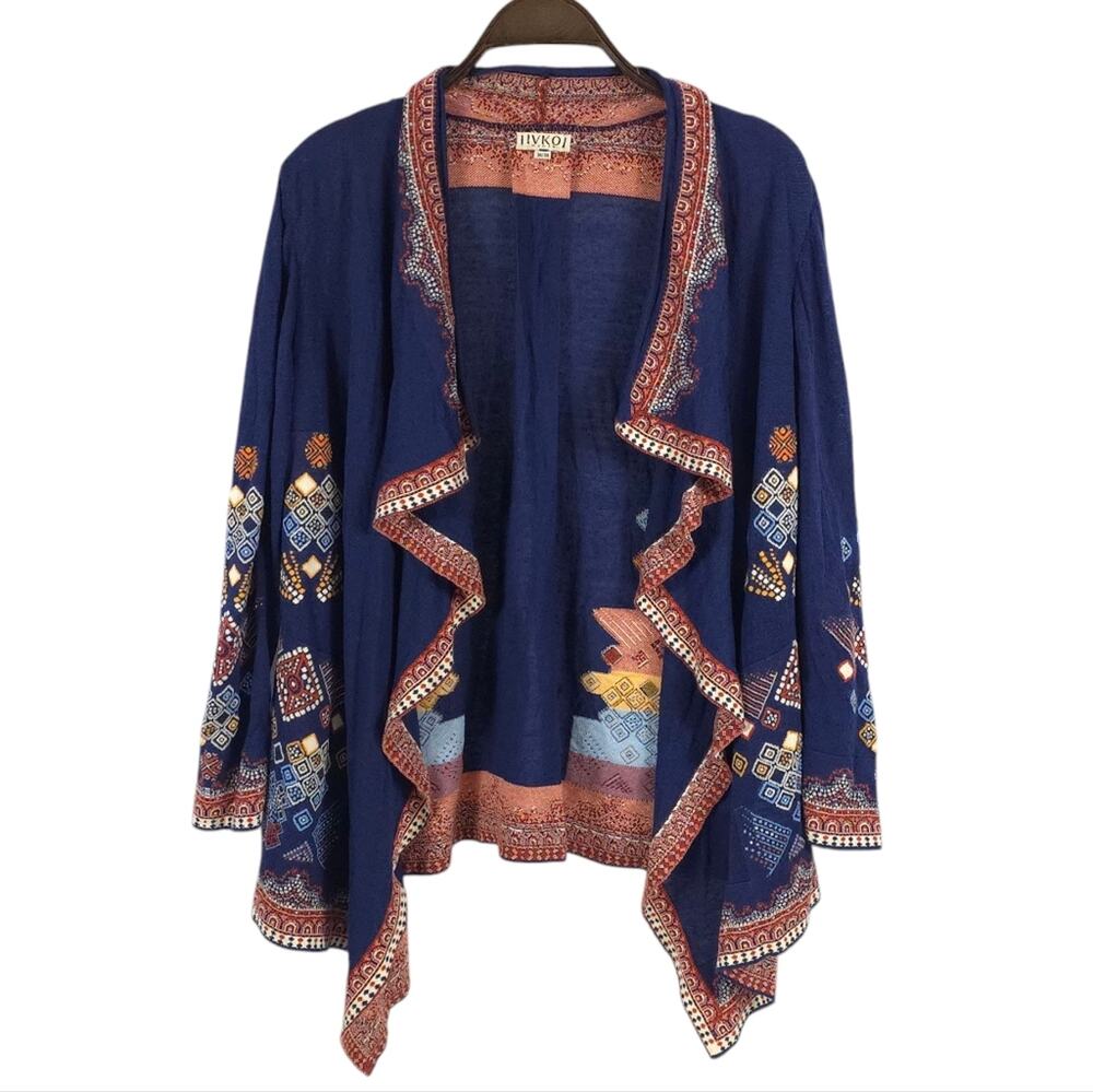 IVKO Embrodiered Linen Blend Knit Cardigan